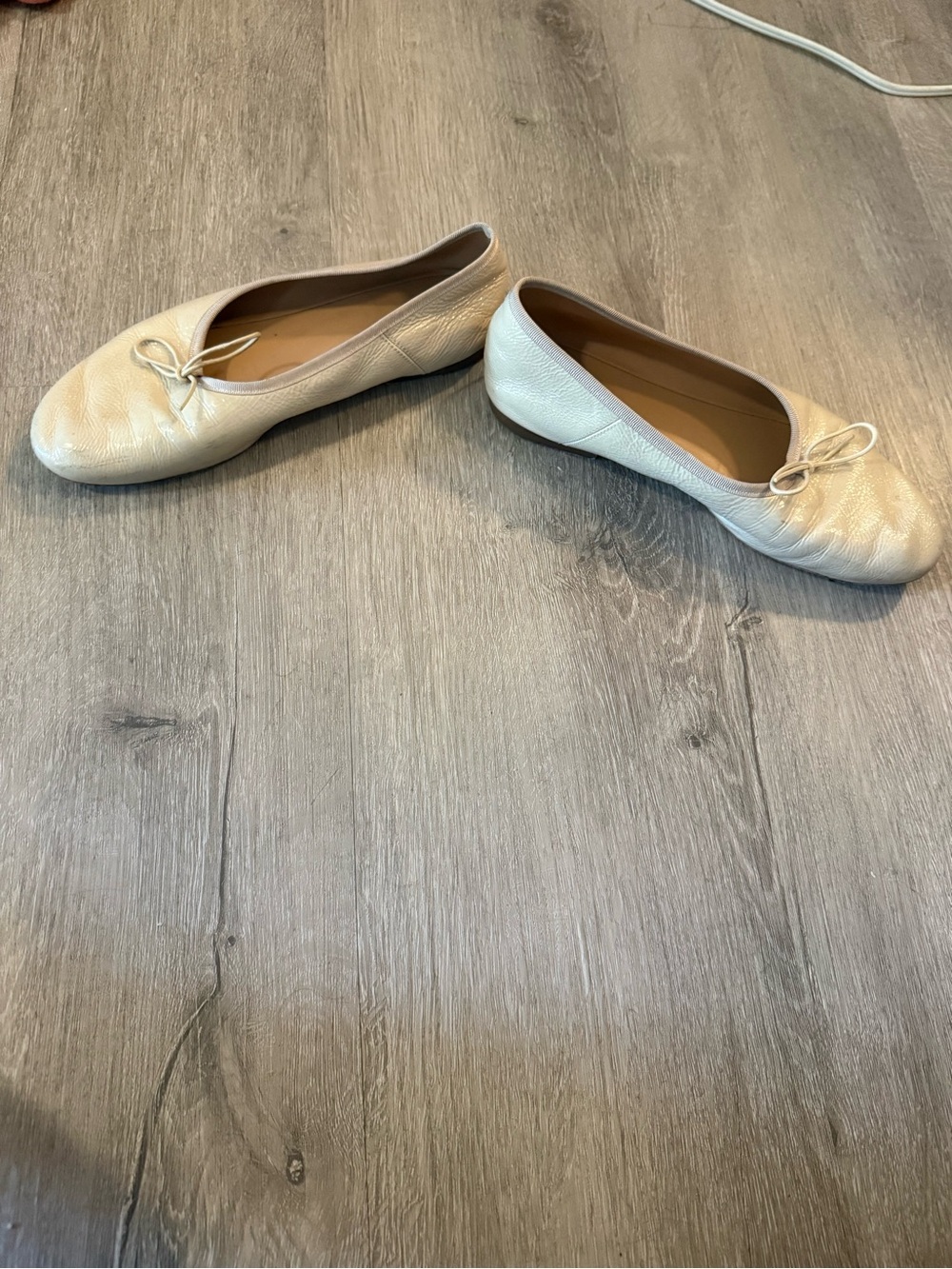 Mansur Gavriel Ivory Leather Ballet Flats with Bow - Picture 6 of 7